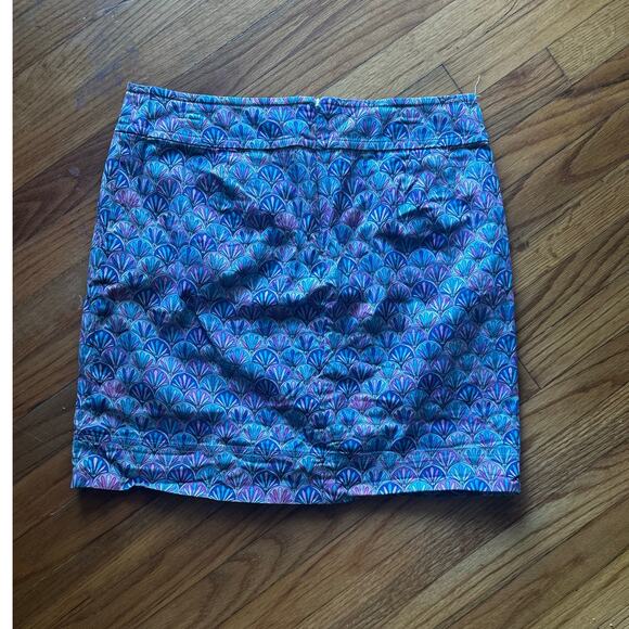 Talbots Blue & Purple Shell Print Skirt | Fan Pattern | Size 12 - Picture 3 of 6